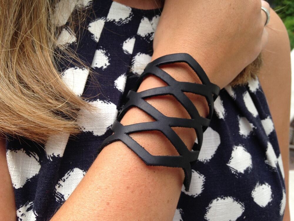 Black Diamond Patterned Leather Bracelet